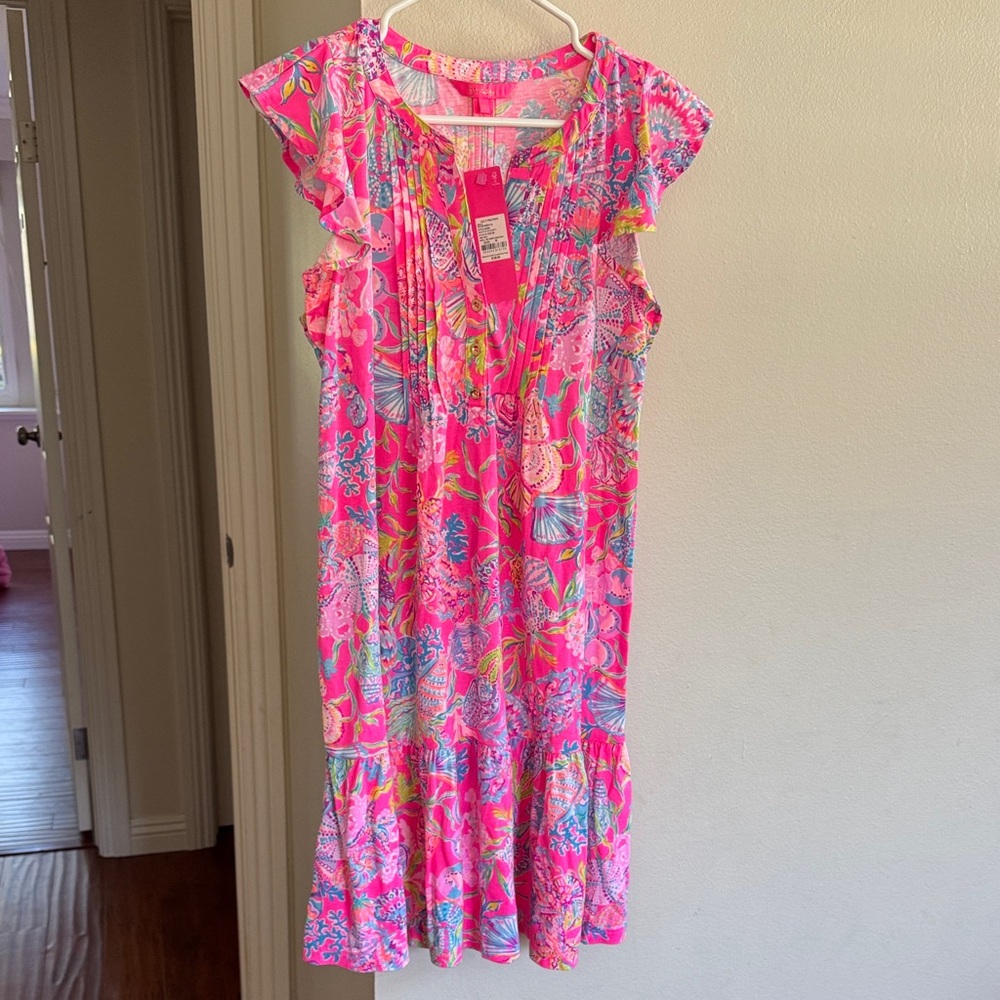 Lily Pulitzer Golda Flutter Shell Me Something Dress Pink Isle